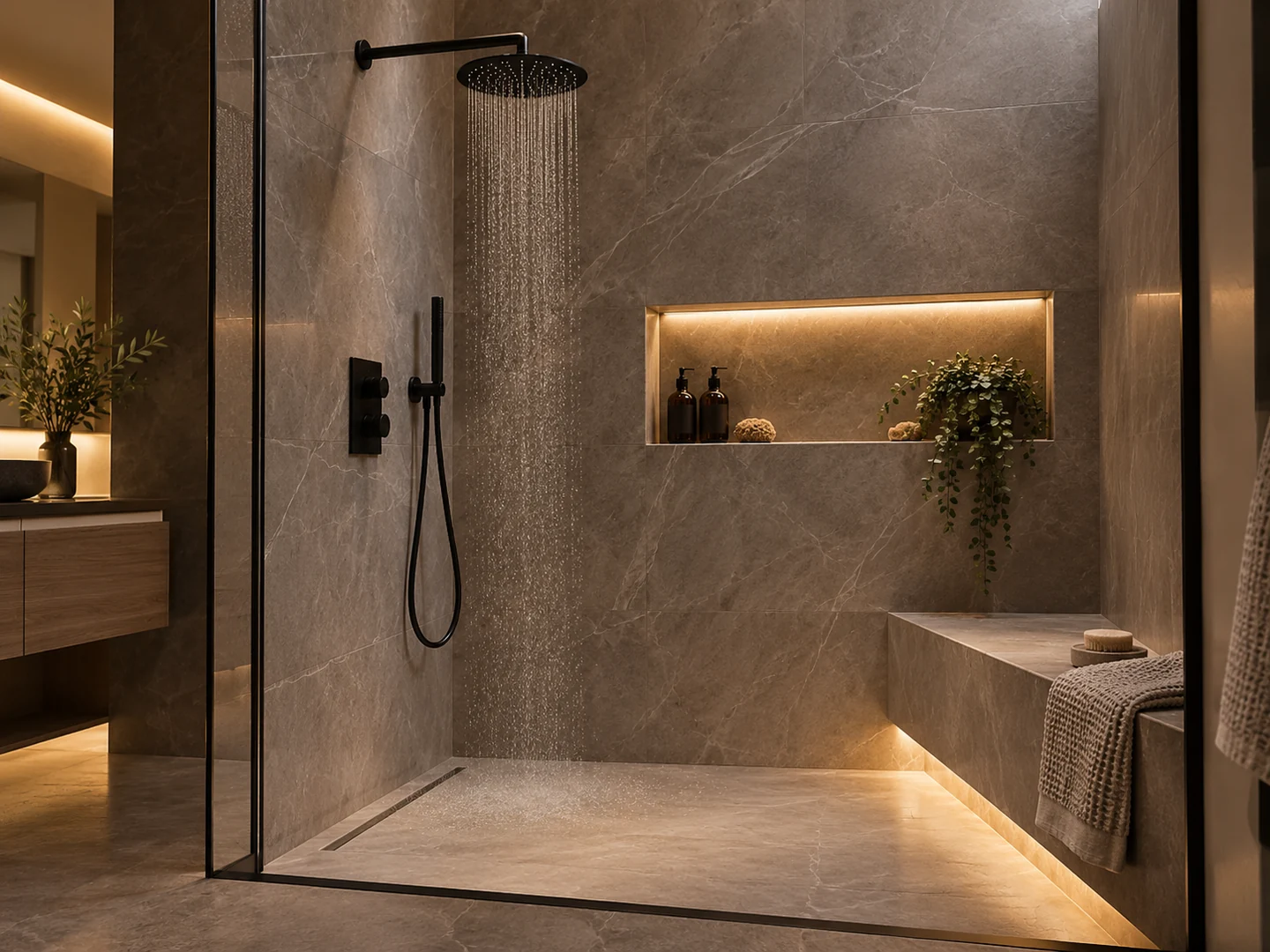 Modern bathroom wet wall and shower reference