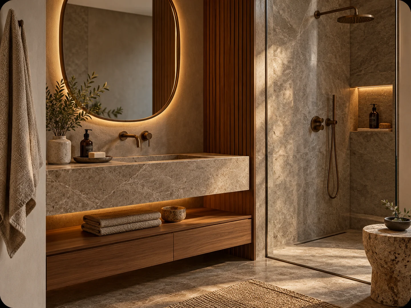 Modern bathroom vanity and stone finish reference